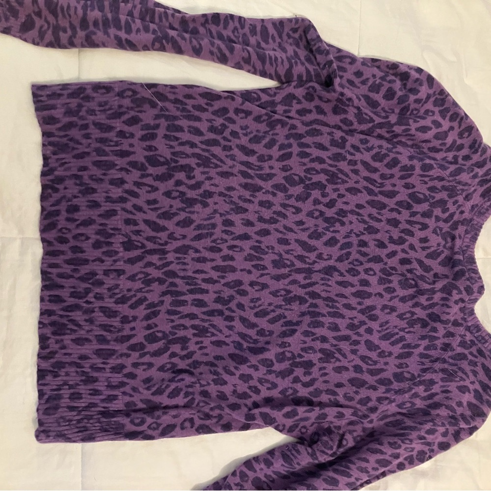 H&M purple leopard print cardigan punk rockabilly size 10